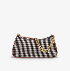 Retro Twist Shoulder Bags with Houndstooth Design