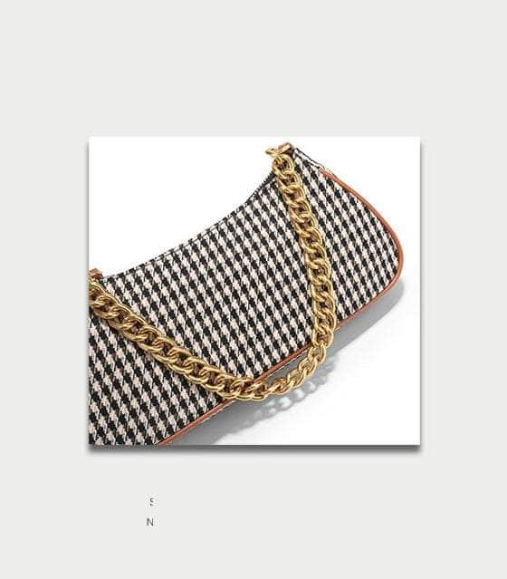 Retro Twist Shoulder Bags with Houndstooth Design