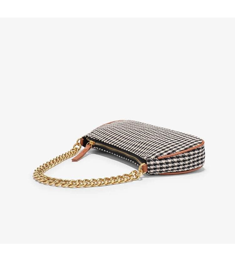 Retro Twist Shoulder Bags with Houndstooth Design