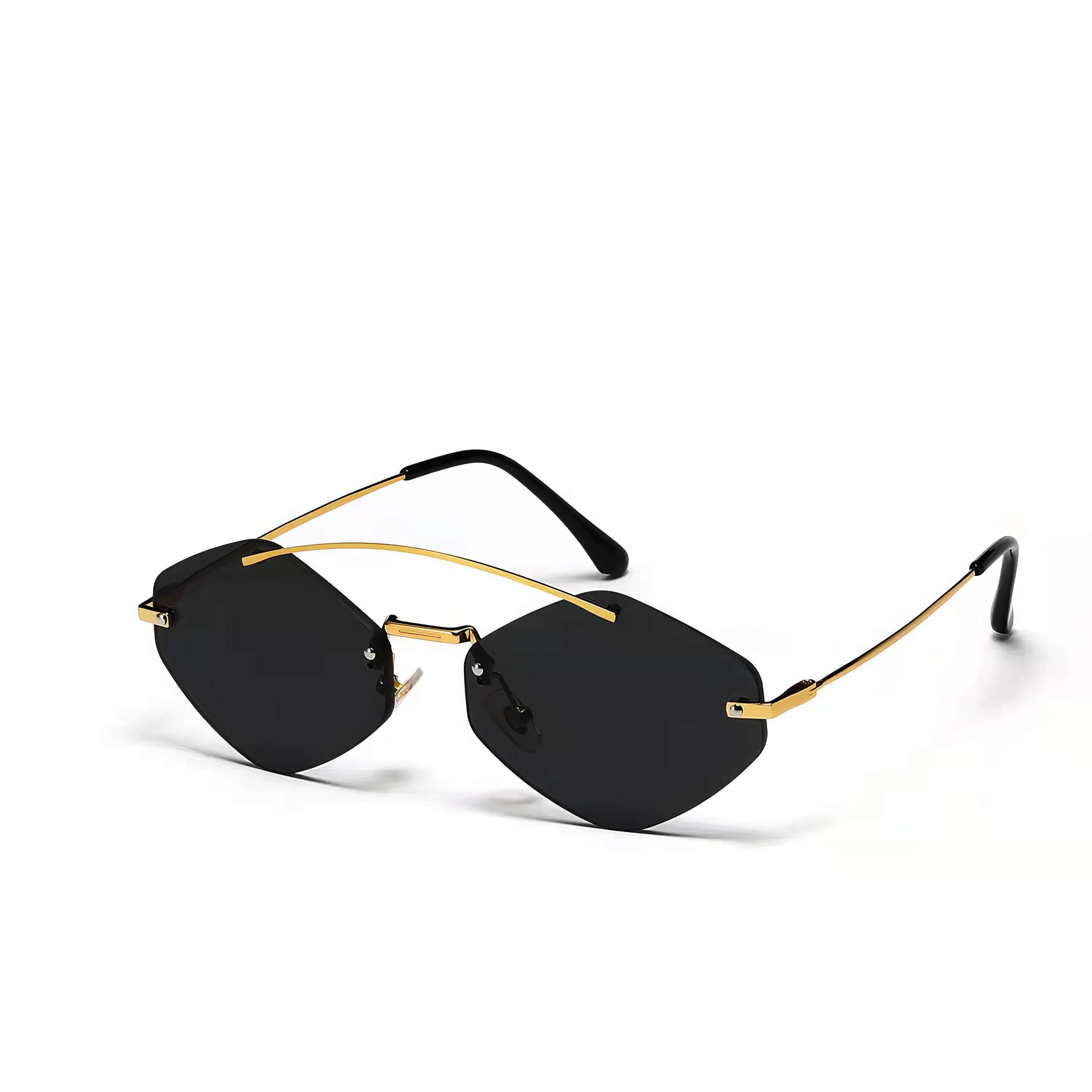 Retro Unique Double Bridge Sunglasses Black / Resin