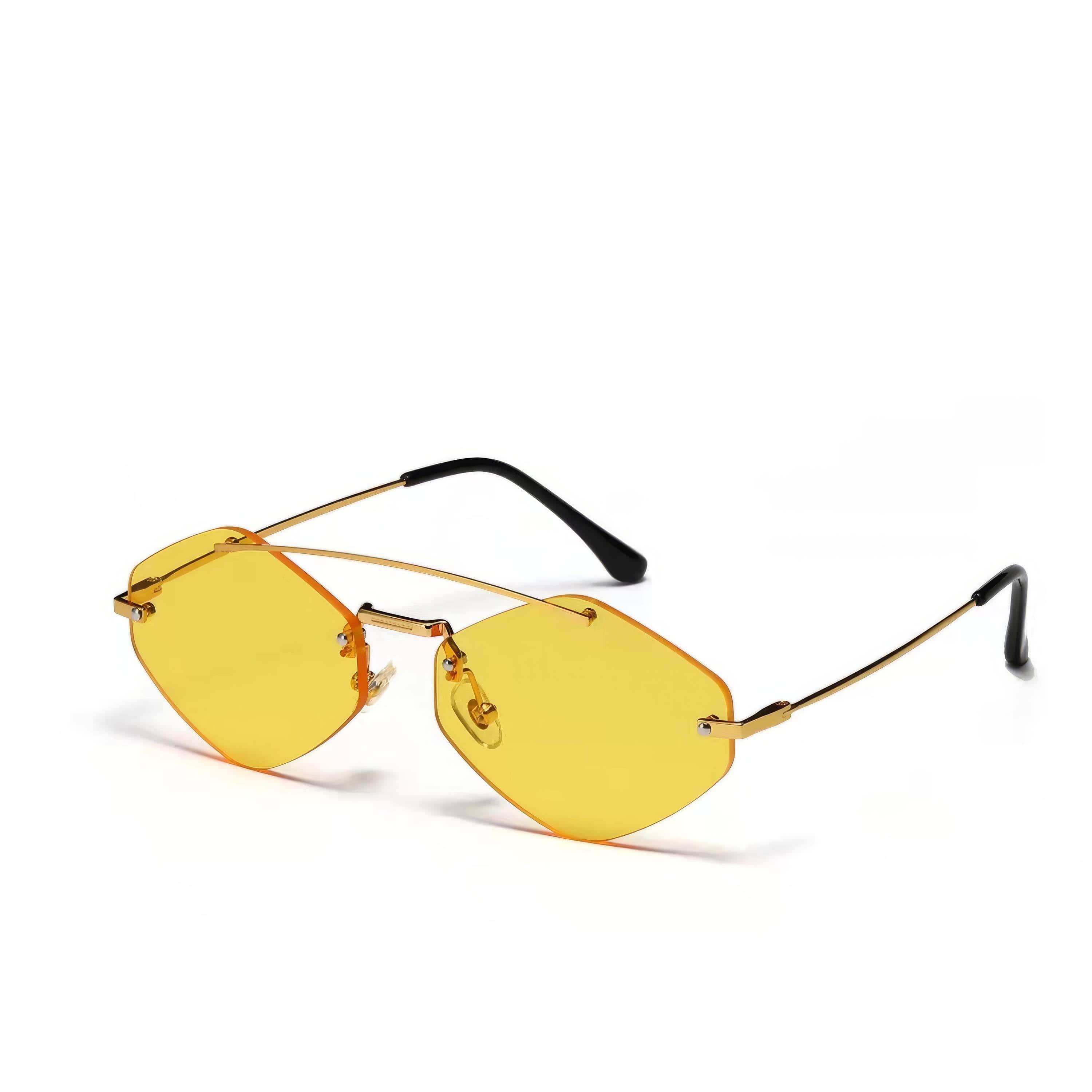 Retro Unique Double Bridge Sunglasses Yellow/Golden Rod / Resin