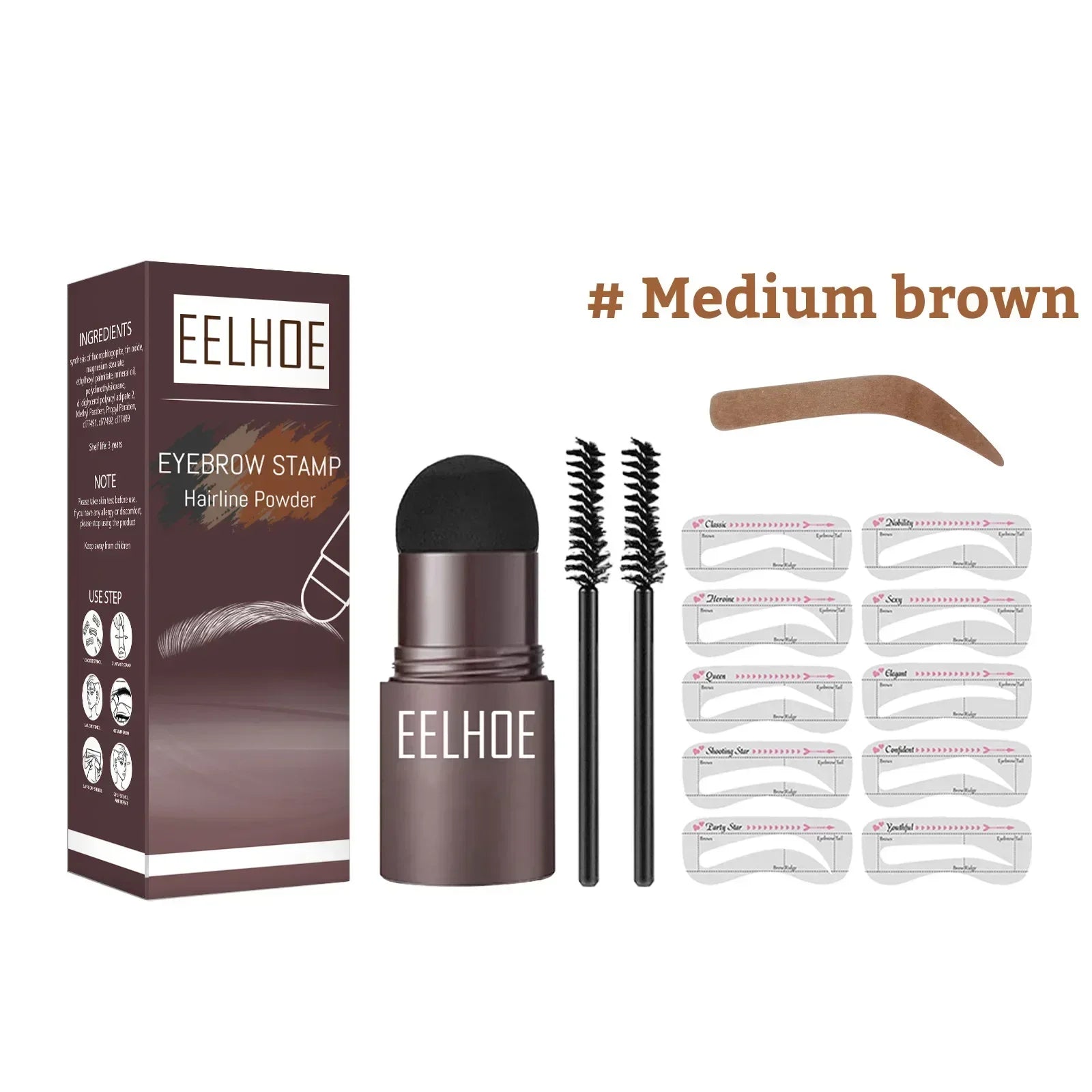 Reusable Brow Stamp Kit Medium brown Set