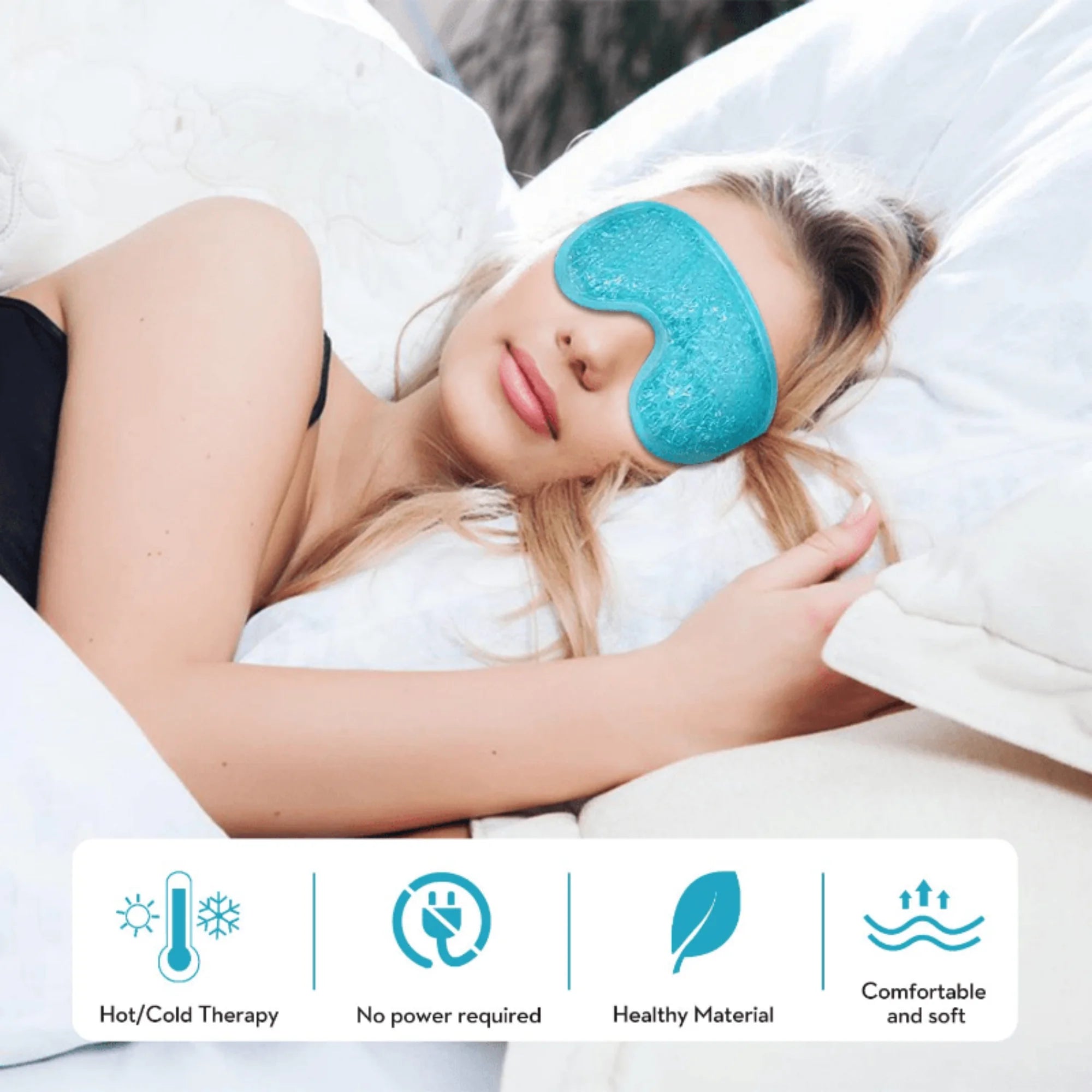 Reusable PVC Sleep Ice Bag with Cooling Gel for Stress Relief, Headaches, Migraines, Puffiness, Dark Circles, Puffy Eyes, and Dry Eyes