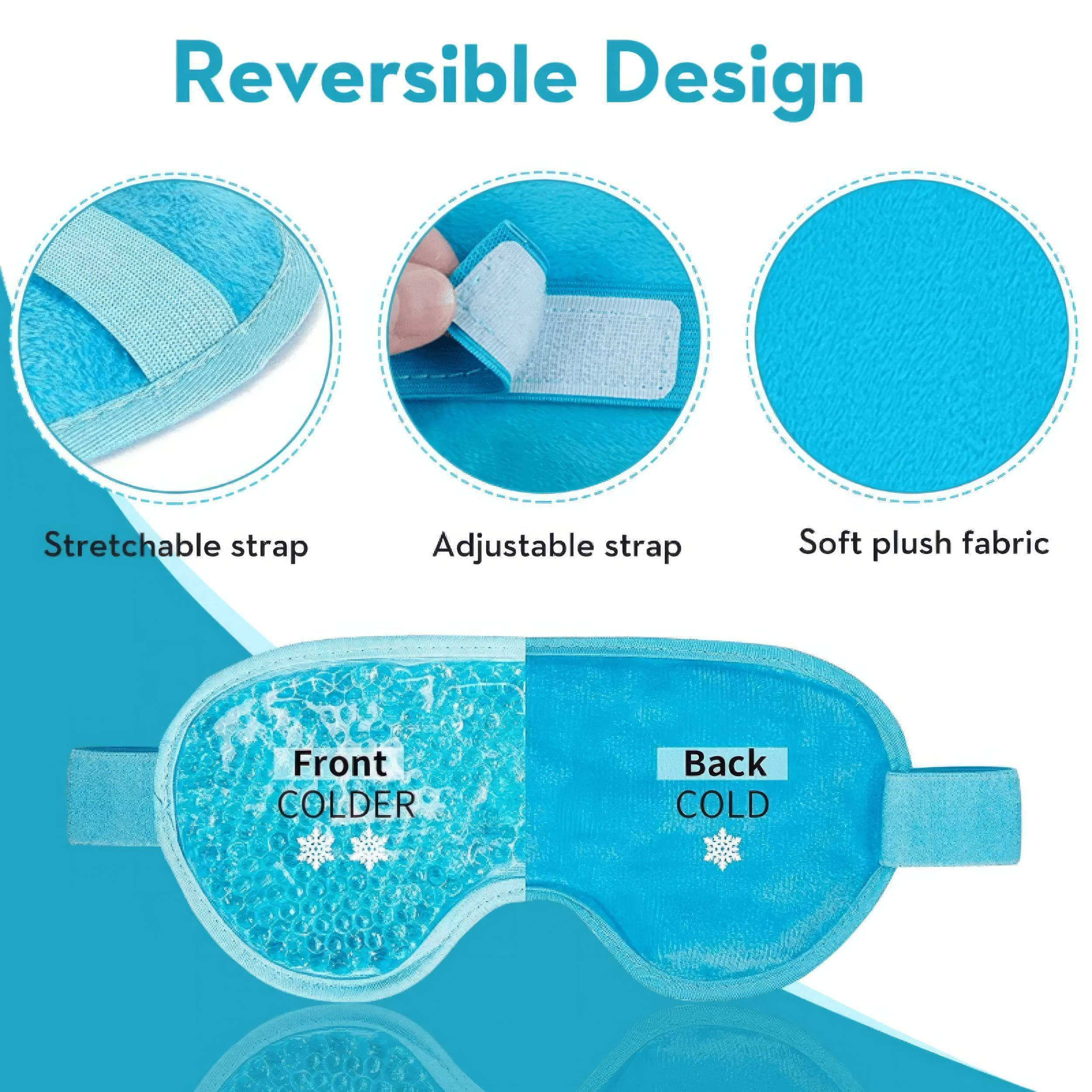 Reusable PVC Sleep Ice Bag with Cooling Gel for Stress Relief, Headaches, Migraines, Puffiness, Dark Circles, Puffy Eyes, and Dry Eyes