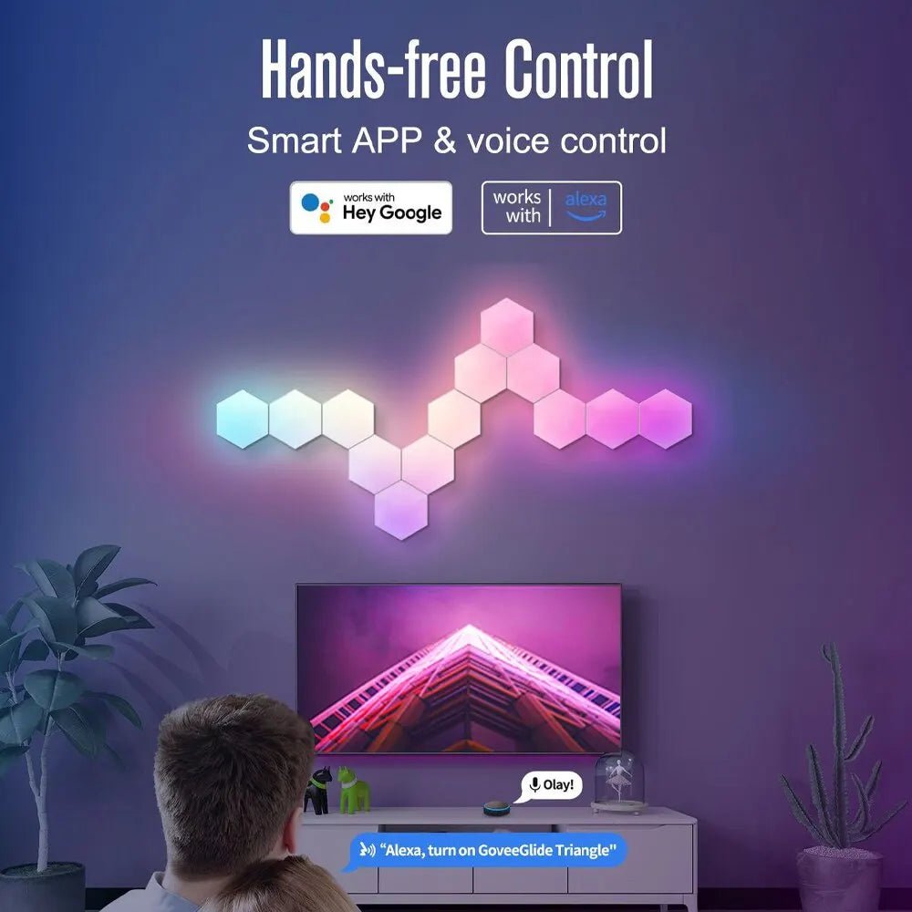 RGB Hexagonal Wall Lamp: Music Sync, DIY Shape, APP Control