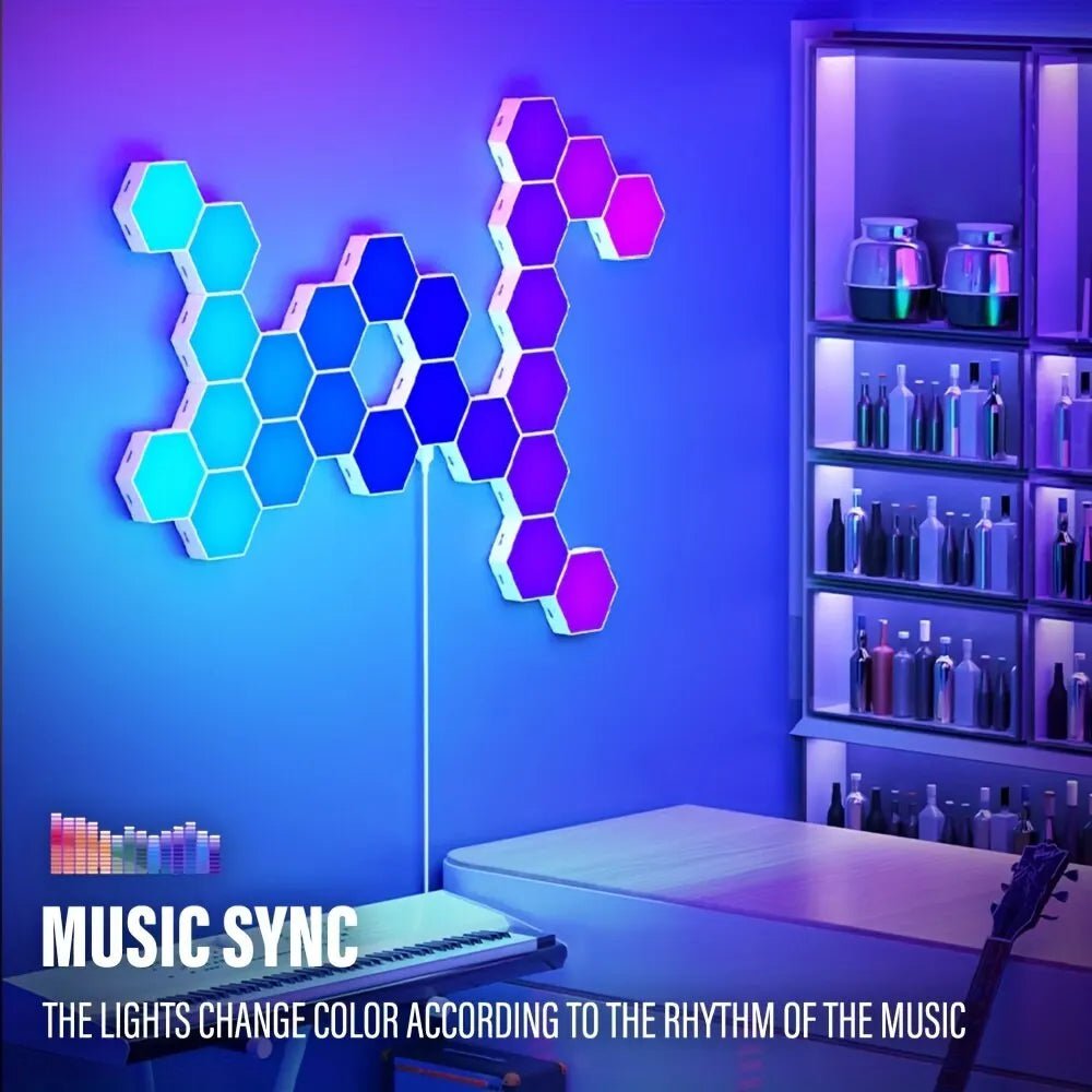 RGB Hexagonal Wall Lamp: Music Sync, DIY Shape, APP Control