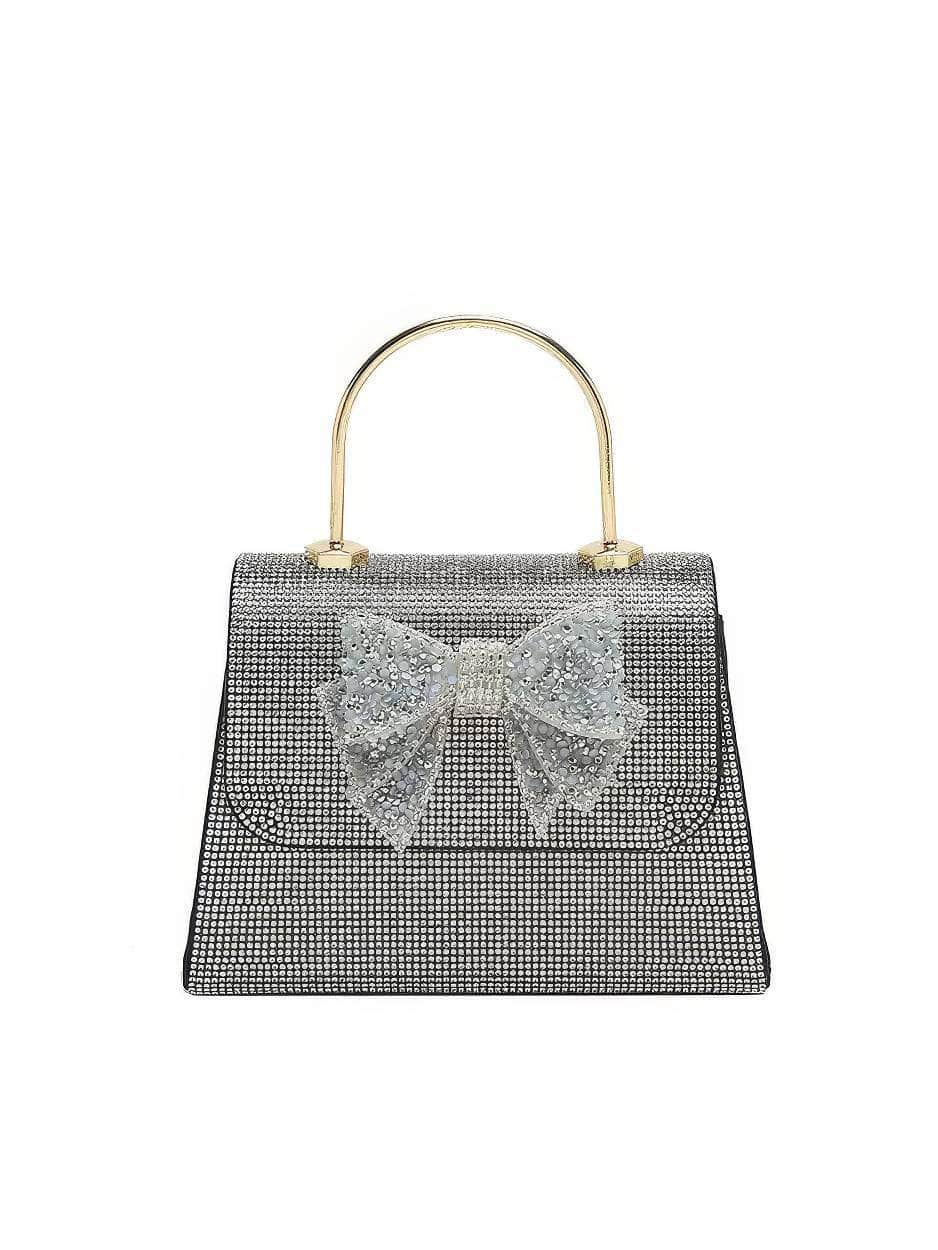 Rhinestone Bow Deco Sparkling Top Handle Handbag