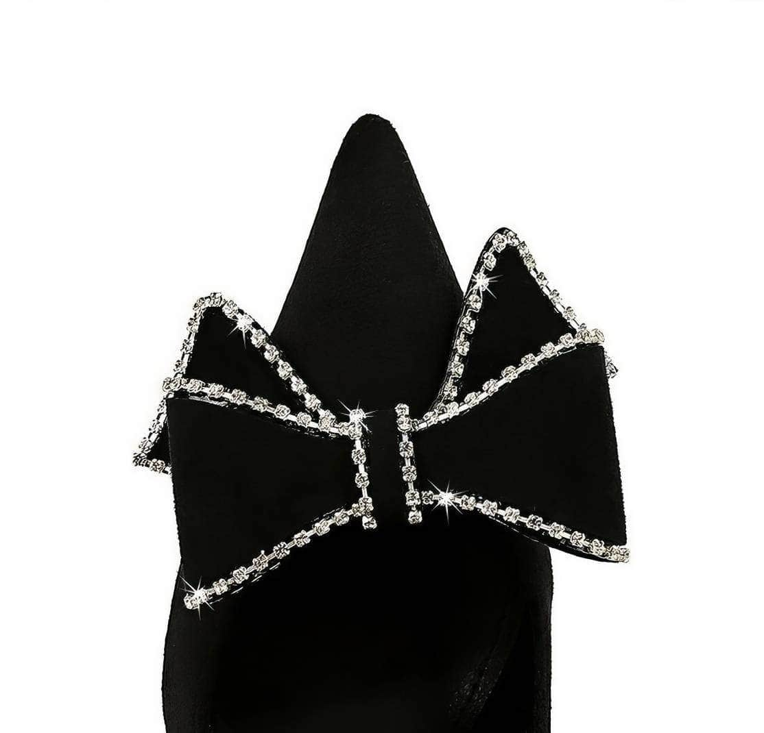 Rhinestone Bow Pointy Toe Stiletto Heels