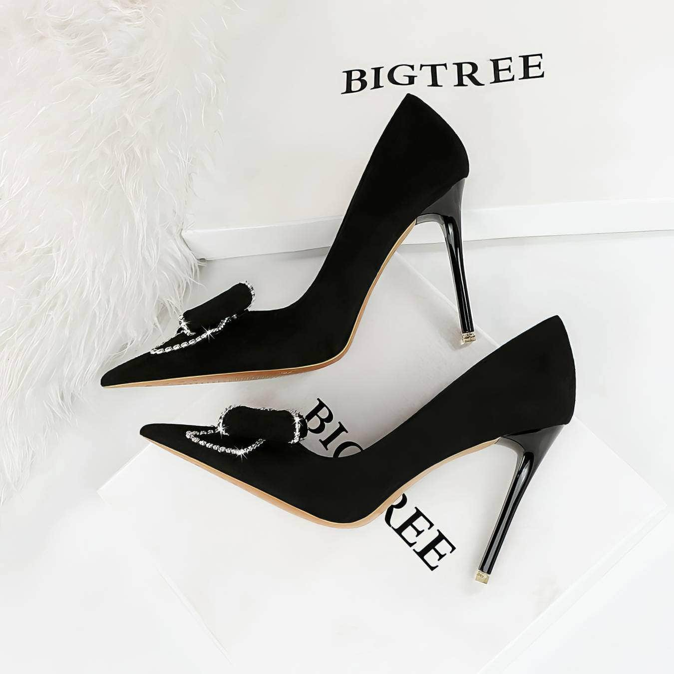 Rhinestone Bow Pointy Toe Stiletto Heels