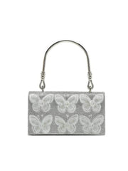 Rhinestone Butterfly Deco Sparkling Clutch Bag Silver