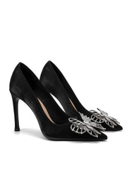 Rhinestone Butterfly Embellished Pointy Toe Heels EU 32 / Black / 6CM