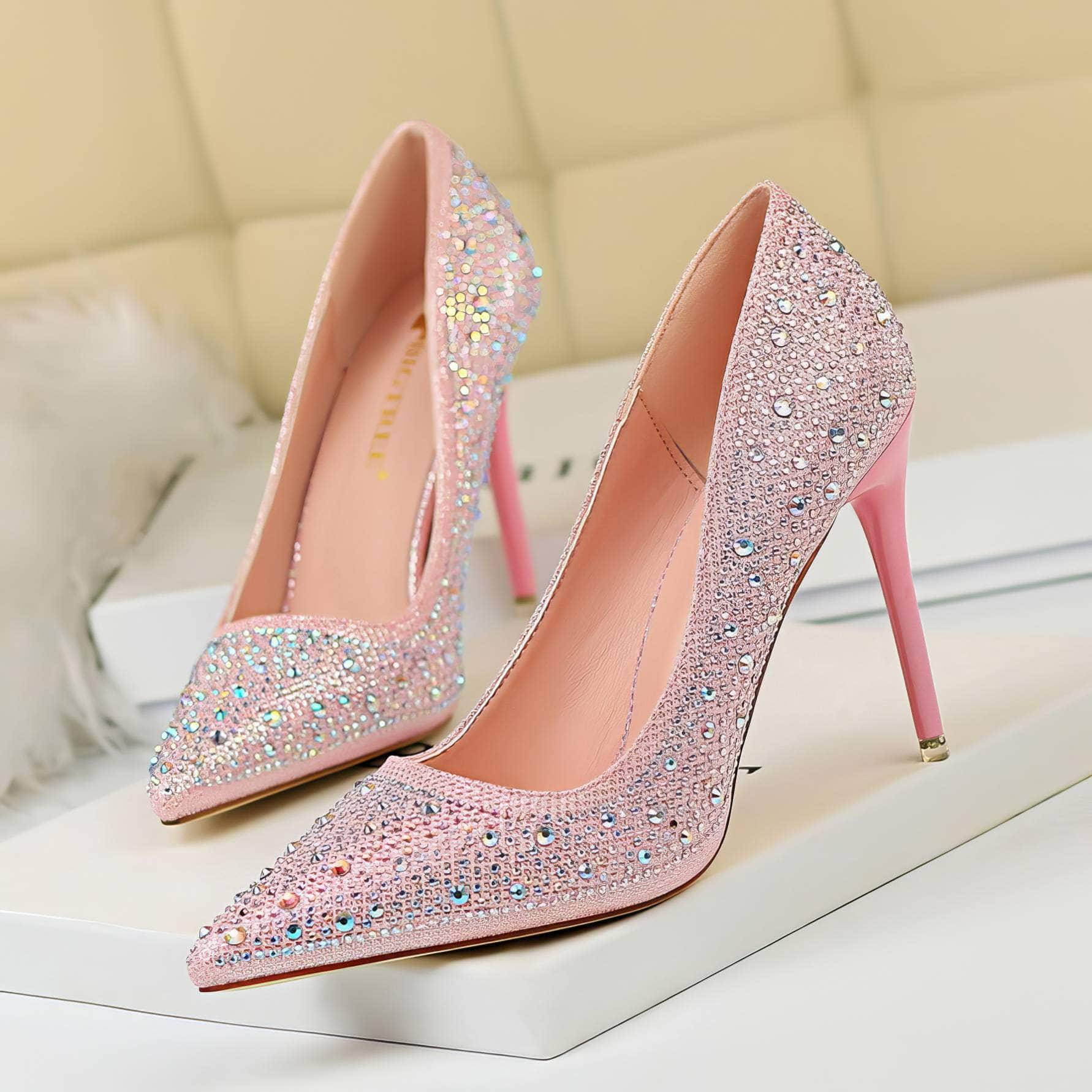 Rhinestone Crystal Stiletto Court Heels