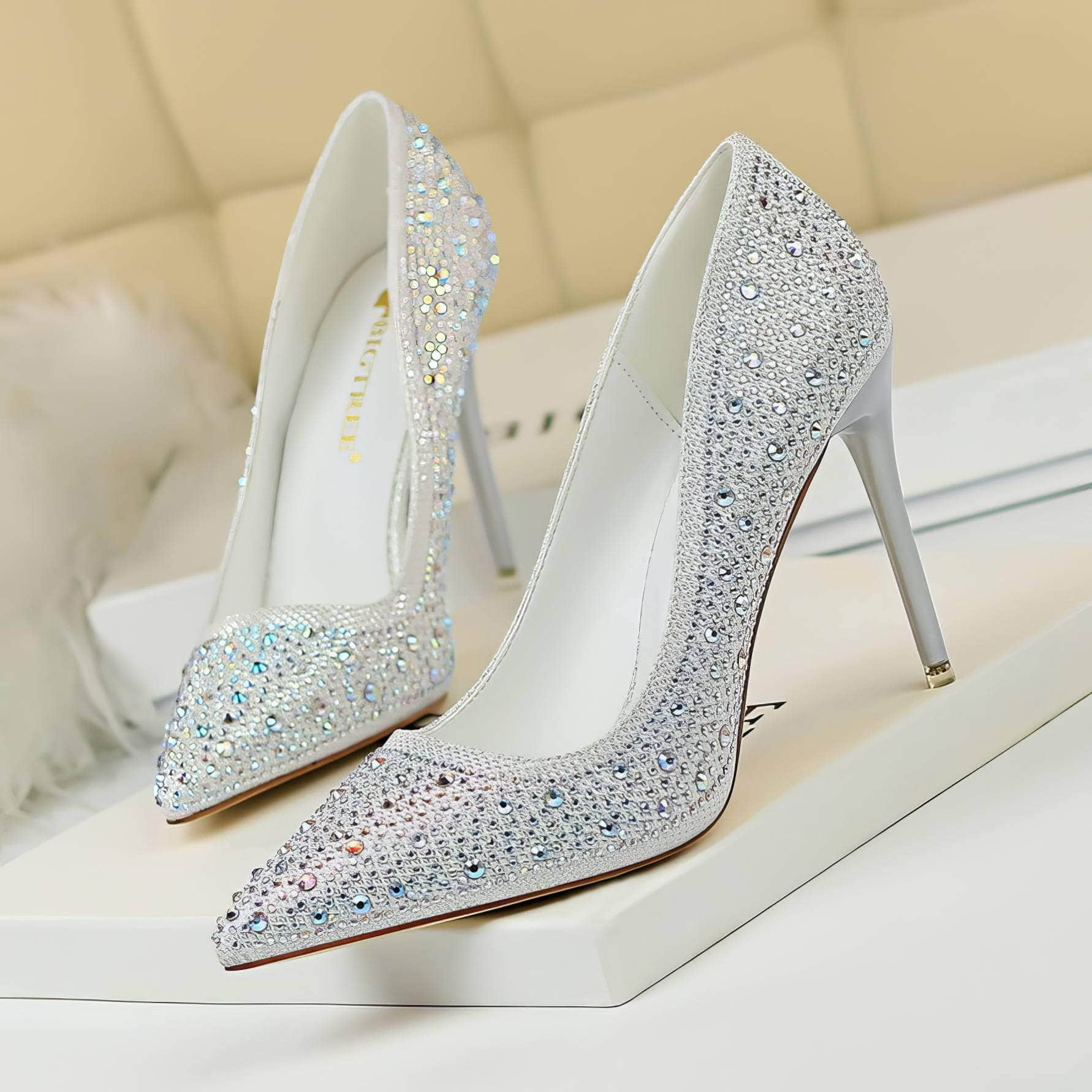 Rhinestone Crystal Stiletto Court Heels