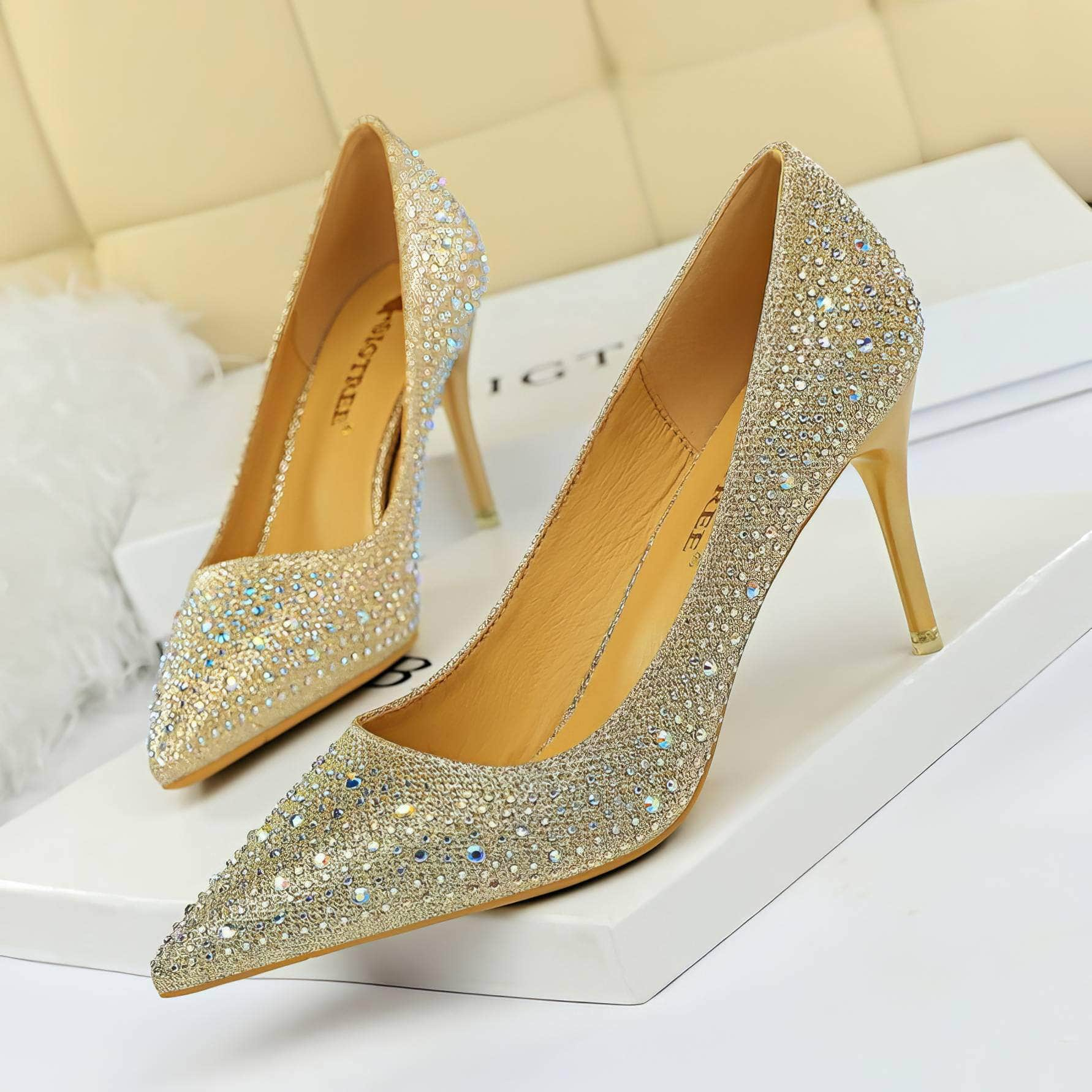 Rhinestone Crystal Stiletto Court Heels