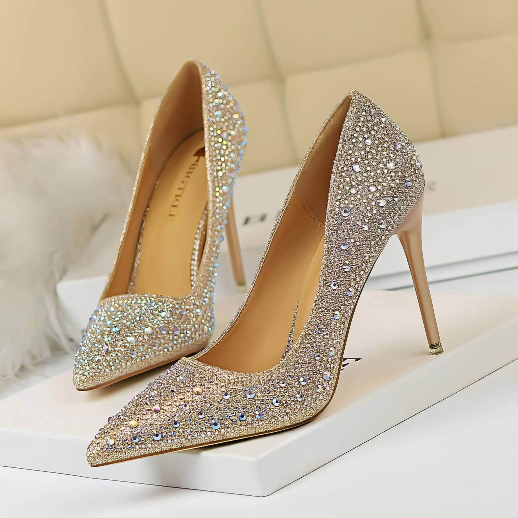 Rhinestone Crystal Stiletto Court Heels