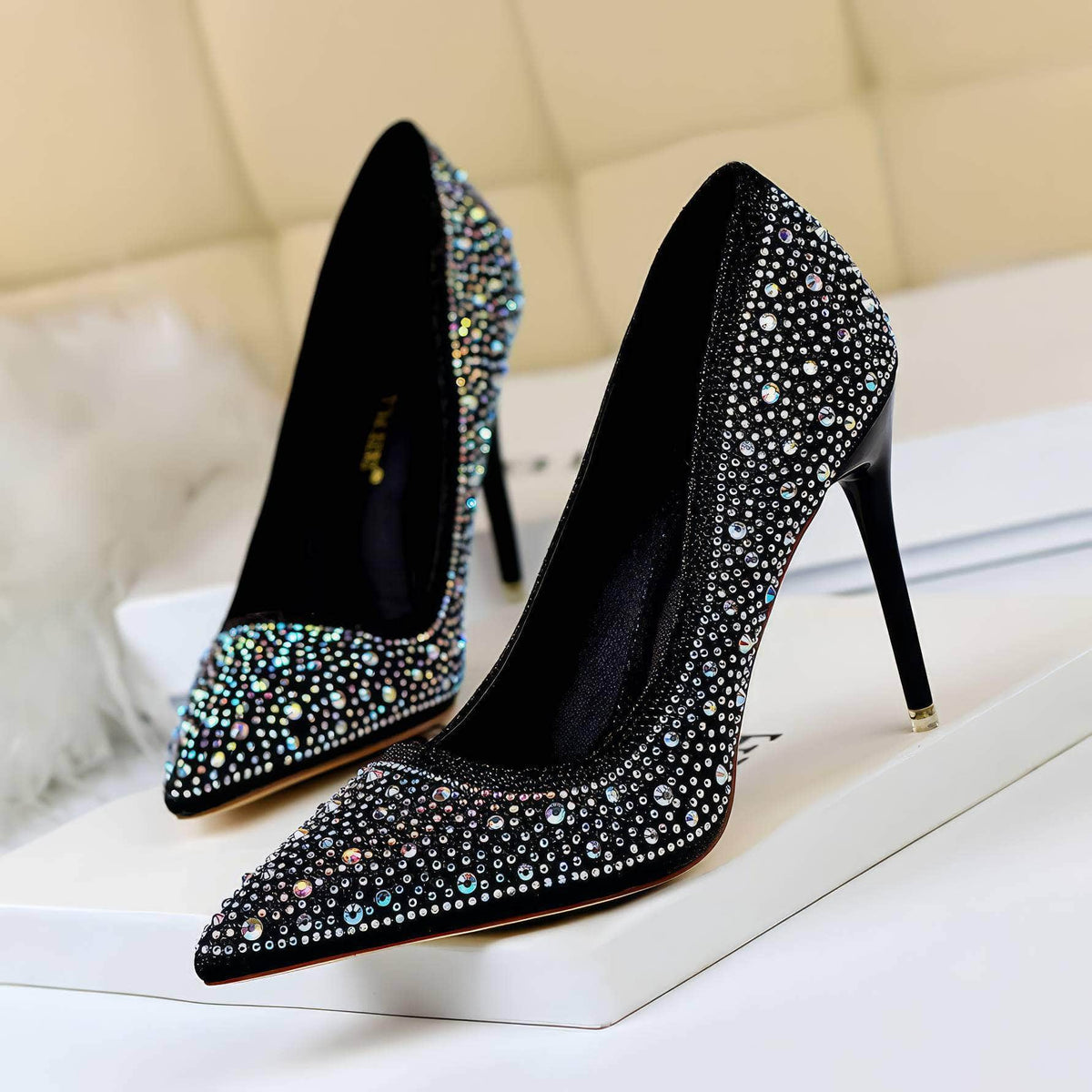 Rhinestone Crystal Stiletto Court Heels