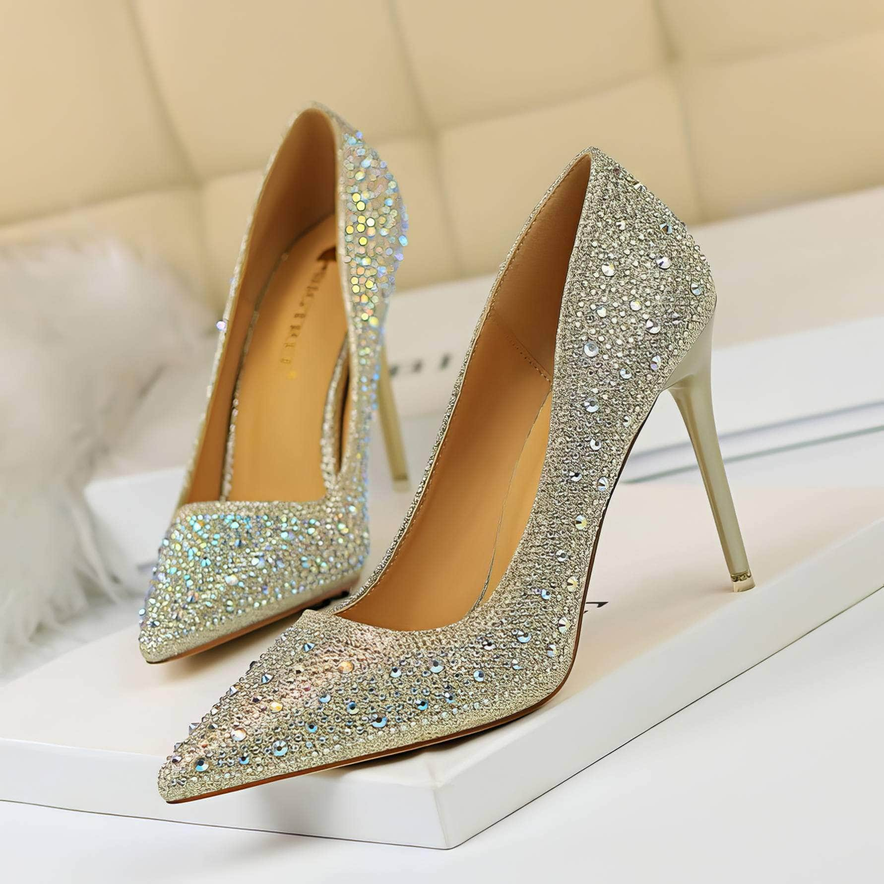 Rhinestone Crystal Stiletto Court Heels