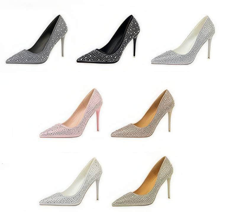 Rhinestone Crystal Stiletto Court Heels