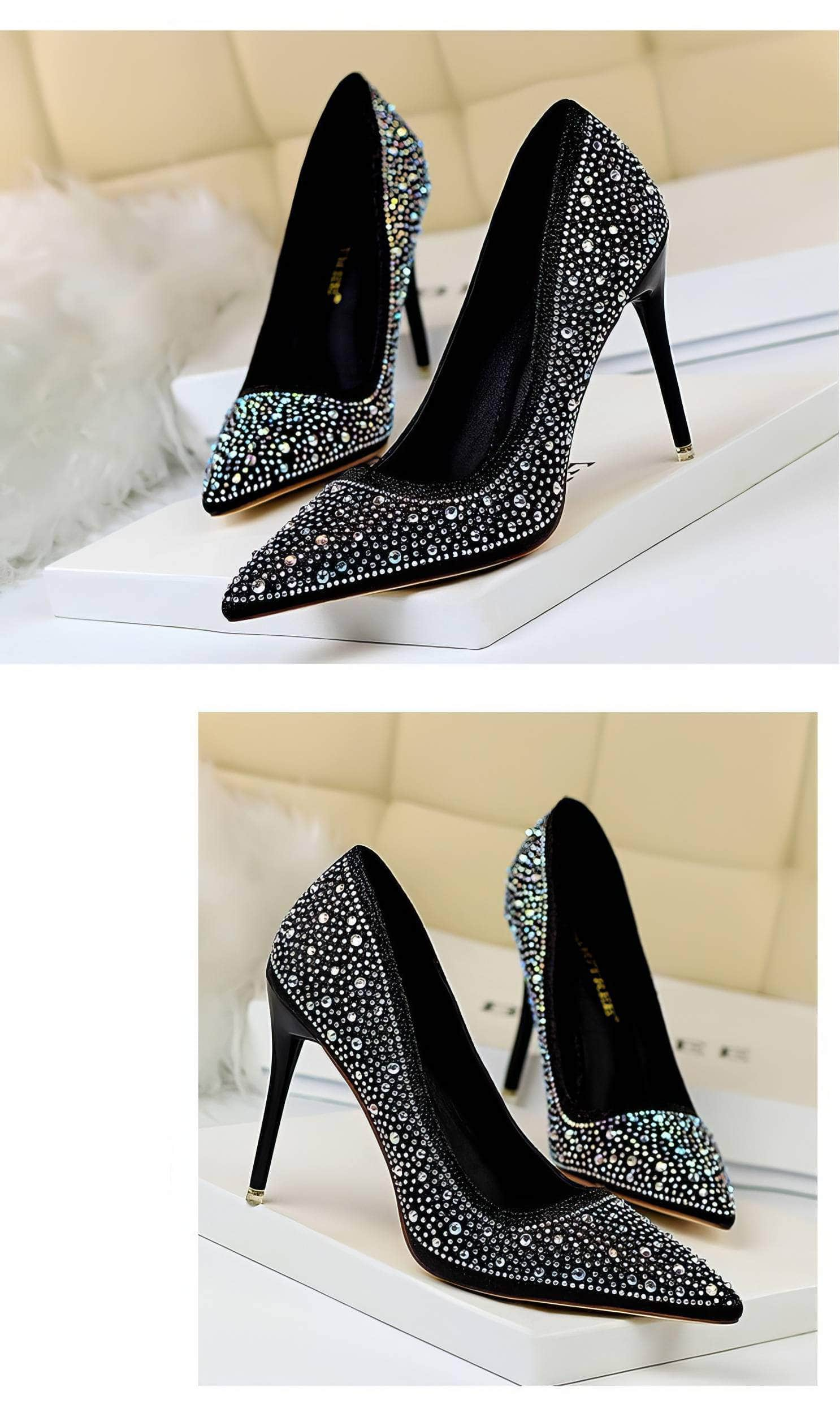 Rhinestone Crystal Stiletto Court Heels