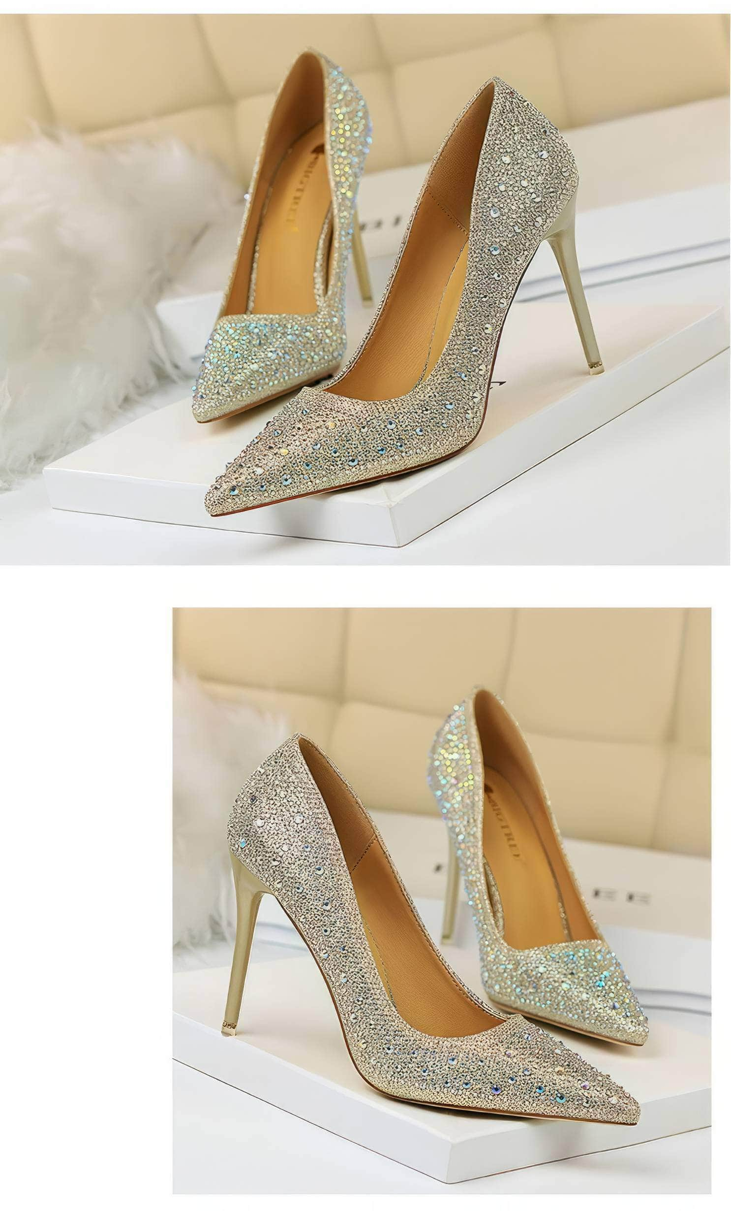 Rhinestone Crystal Stiletto Court Heels