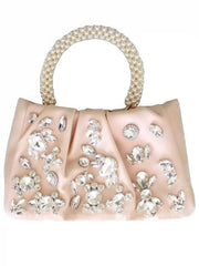 Rhinestone Decorated Pearl Hobo Clutch Bag