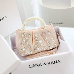 Rhinestone Decorated Pearl Hobo Clutch Bag