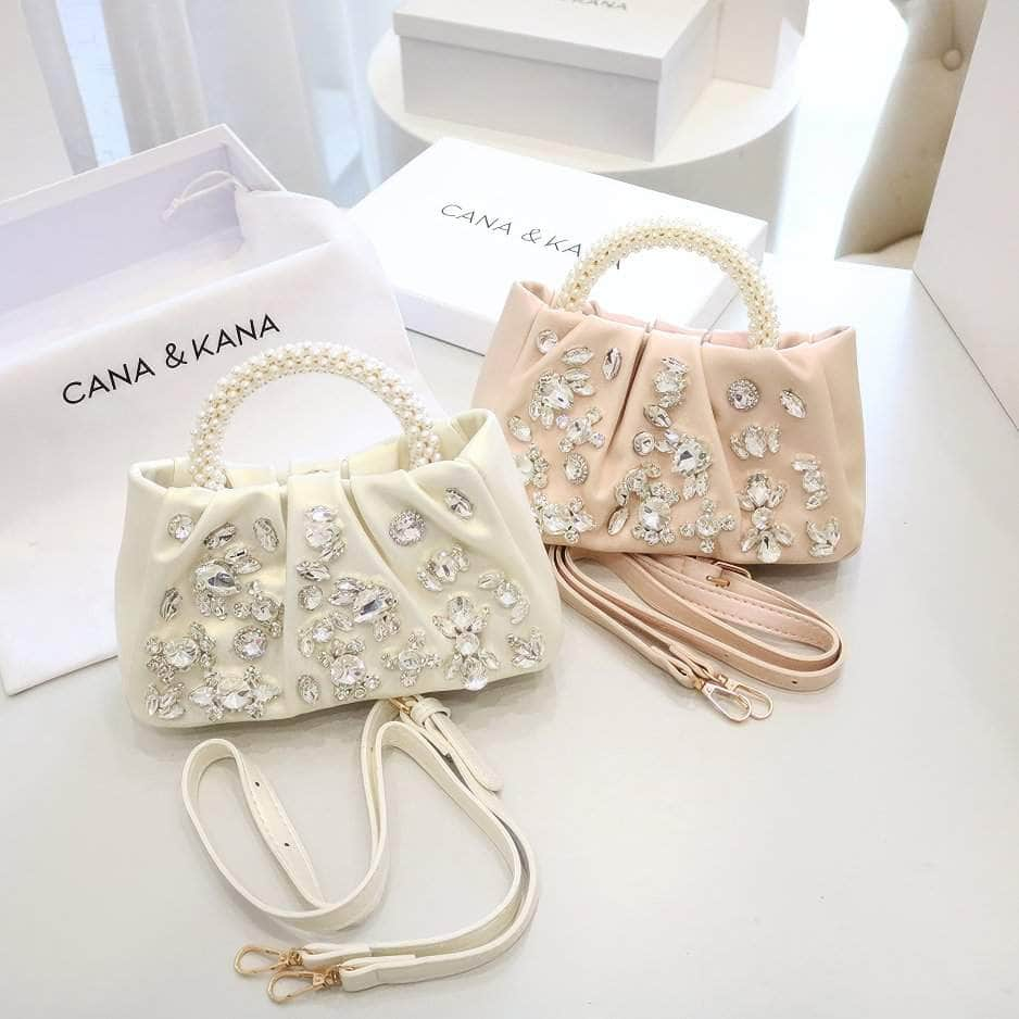 Rhinestone Decorated Pearl Hobo Clutch Bag