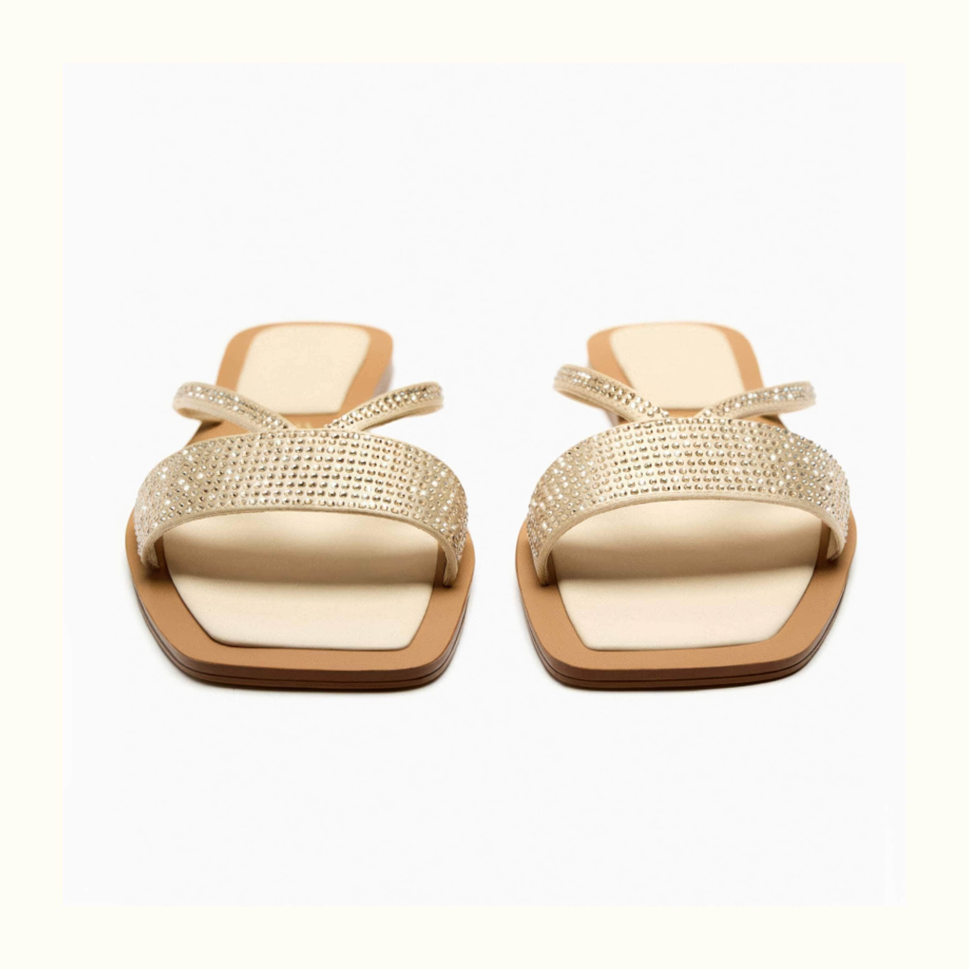 Rhinestone Embellished Slide In Slippers