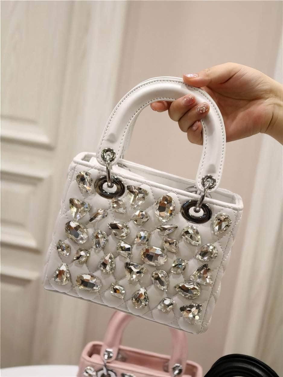 Rhinestone Embellished Top Handle Mini Bag