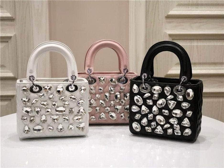 Rhinestone Embellished Top Handle Mini Bag