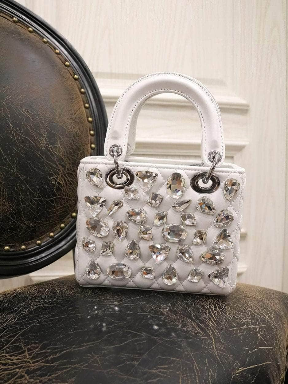 Rhinestone Embellished Top Handle Mini Bag