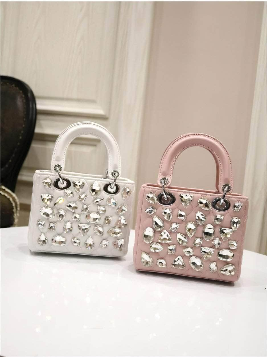 Rhinestone Embellished Top Handle Mini Bag