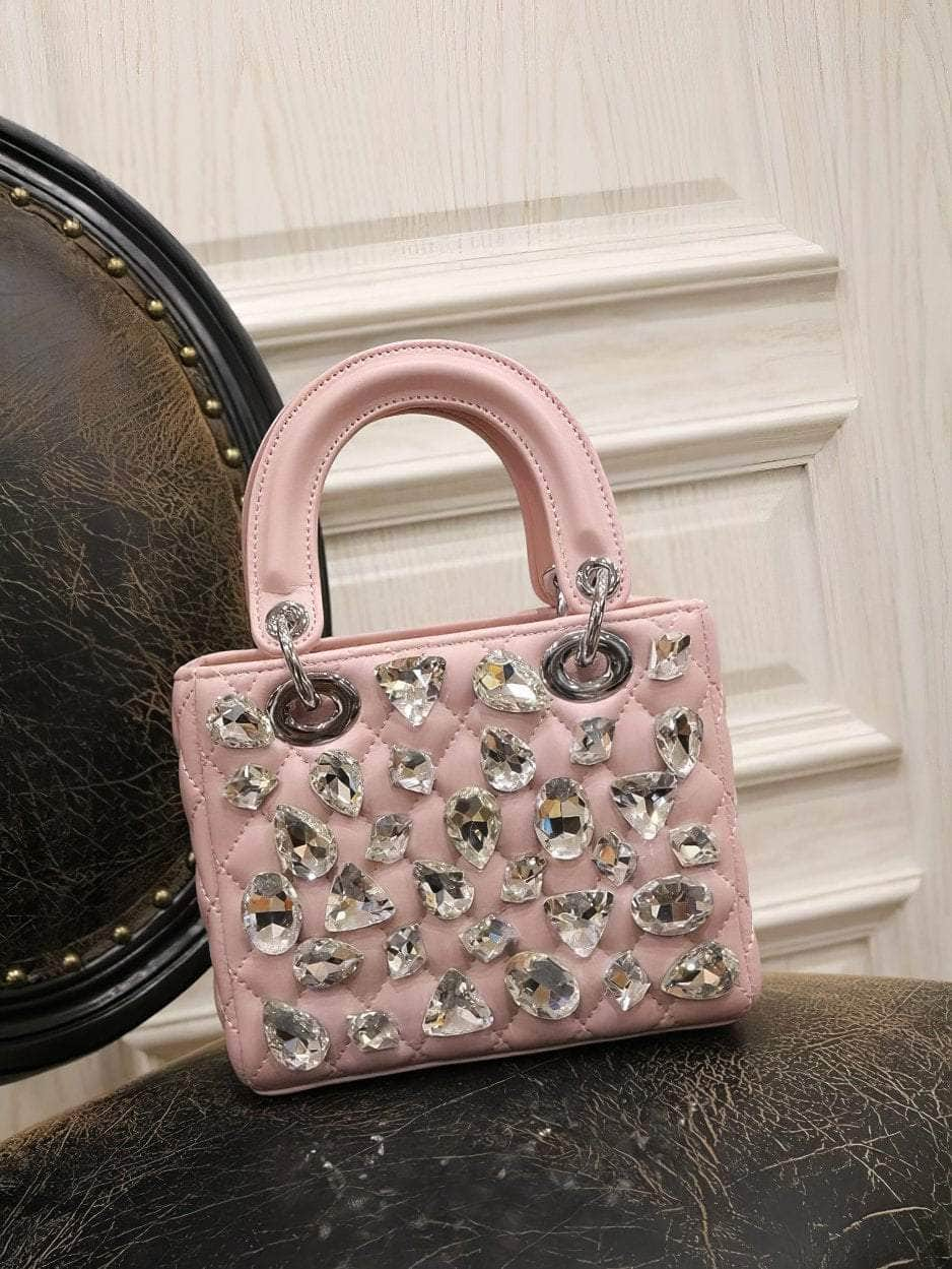 Rhinestone Embellished Top Handle Mini Bag