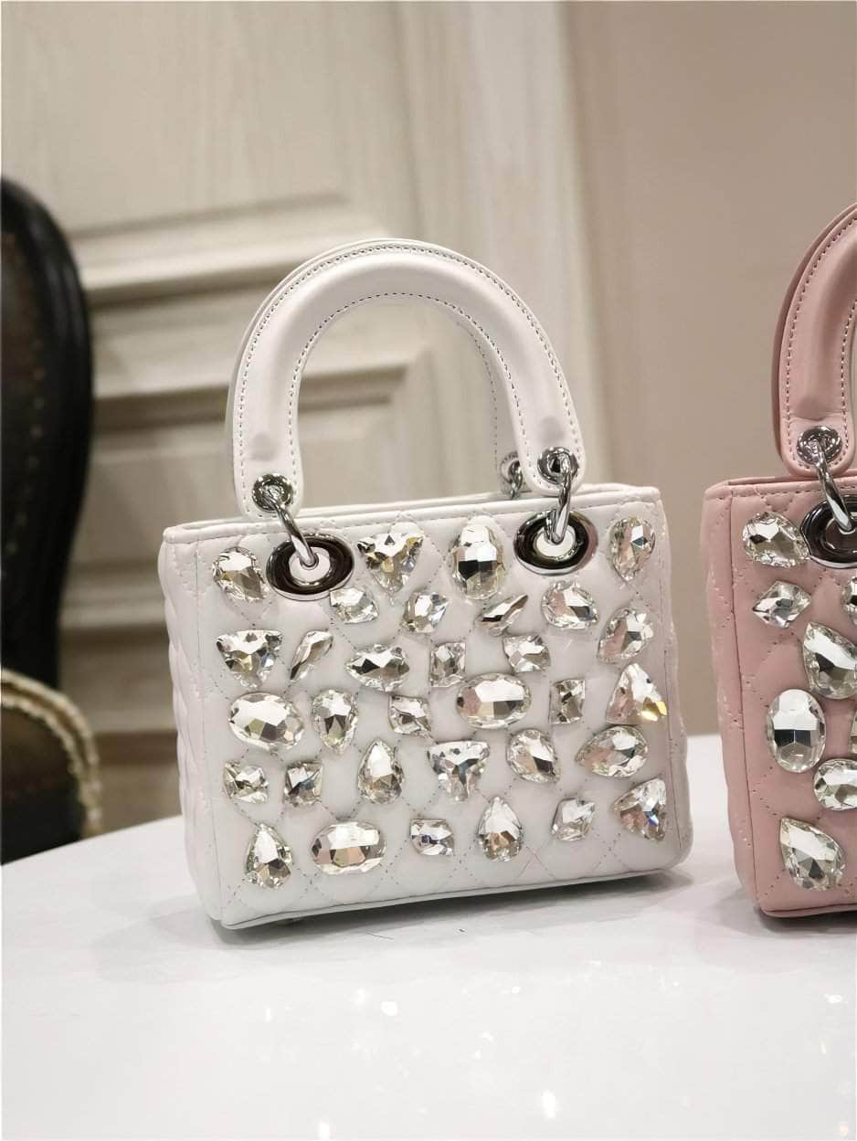 Rhinestone Embellished Top Handle Mini Bag