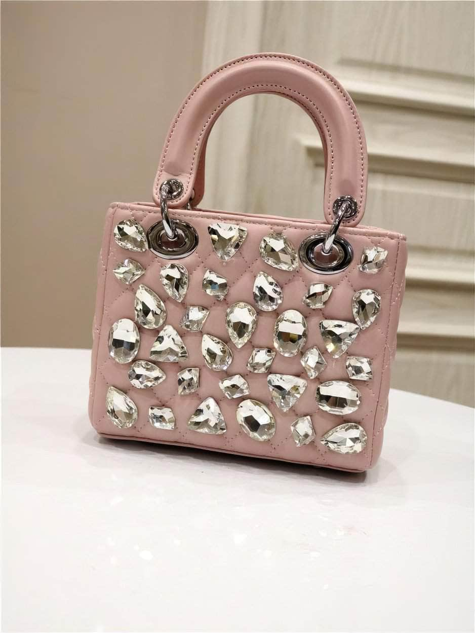 Rhinestone Embellished Top Handle Mini Bag