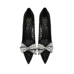 RhineStone Pearl Bow Deco Monogramm Stiletto Heels