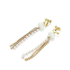 Rhinestone Stone Tassel Drop Earrings White / Clasp