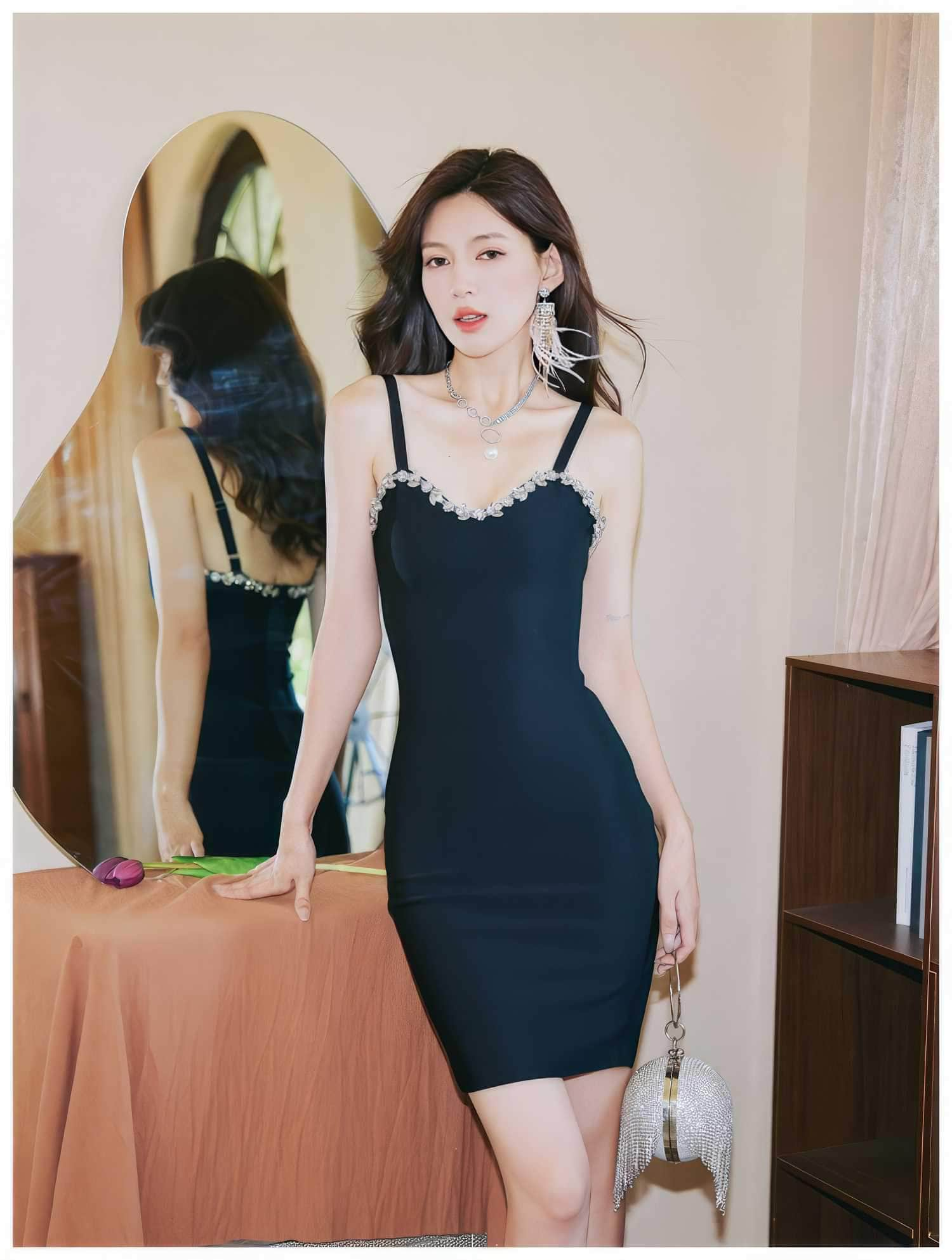 Rhinestone Sweetheart Bandage Cami Dress