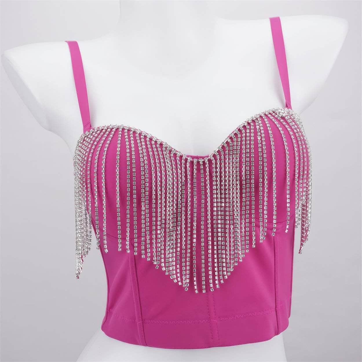 Rhinestone Tassel Decorated Cami Bralette