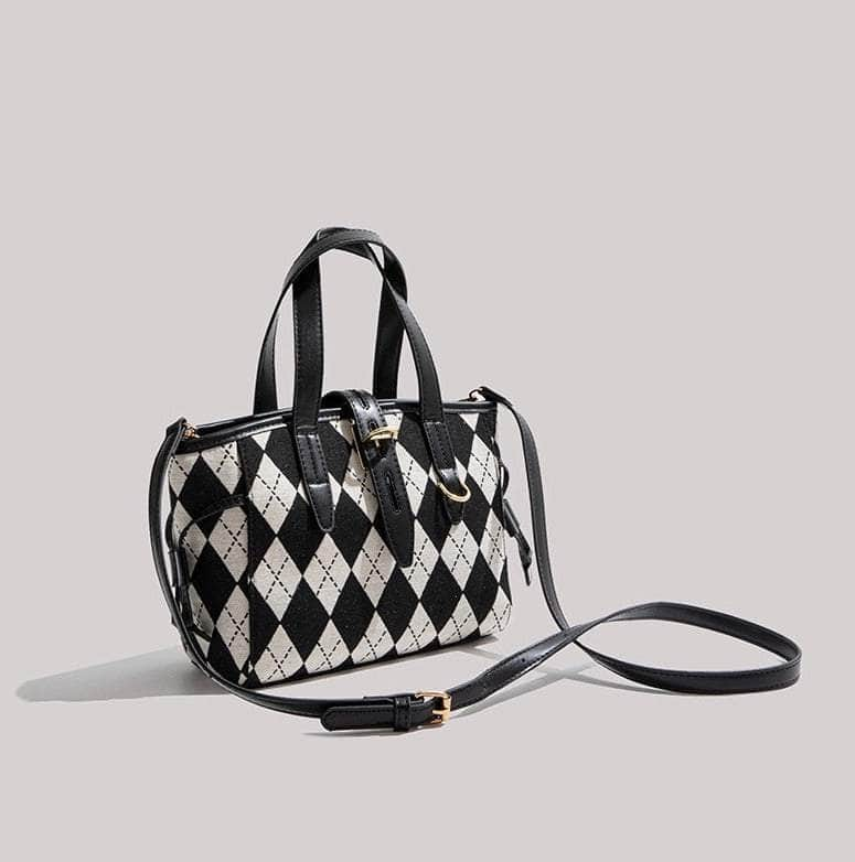 Rhombus Patterned Tote Shoulder Bag