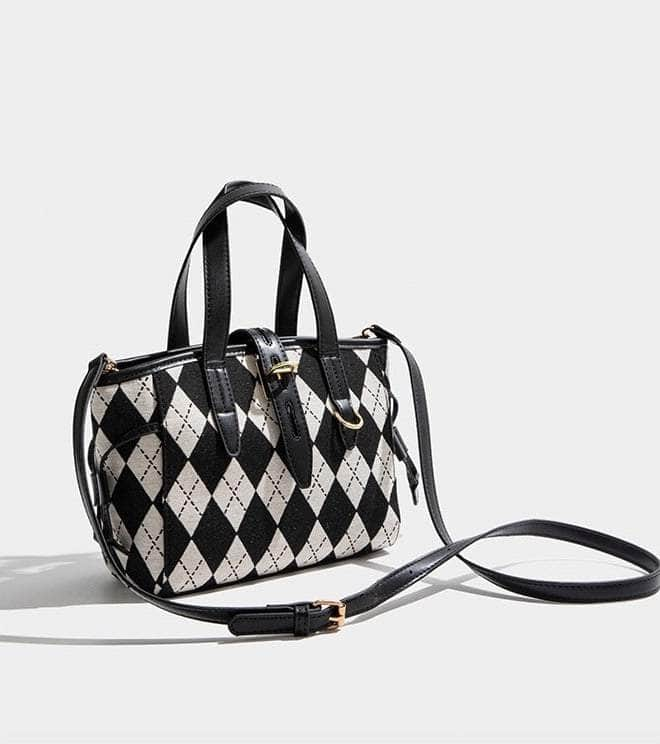 Rhombus Patterned Tote Shoulder Bag