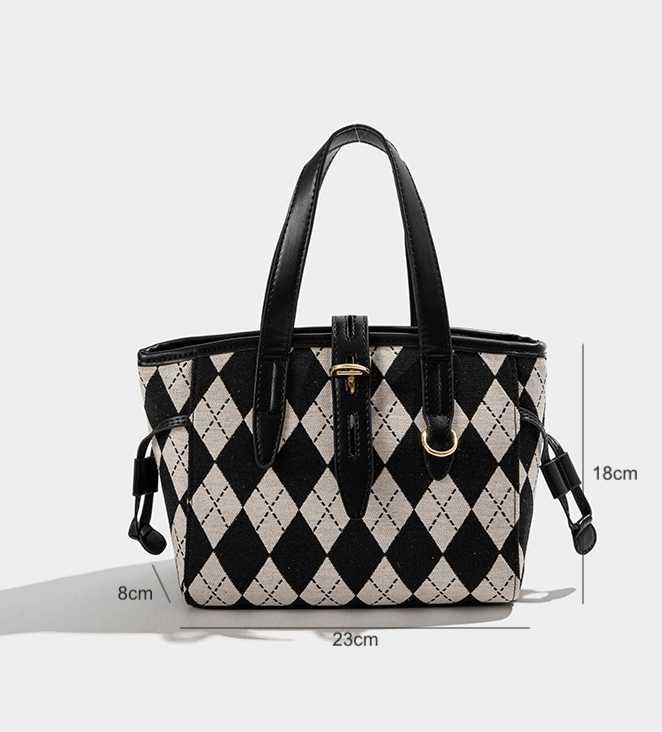 Rhombus Patterned Tote Shoulder Bag