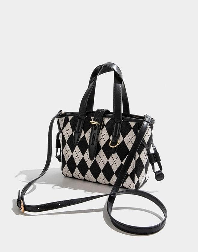 Rhombus Patterned Tote Shoulder Bag