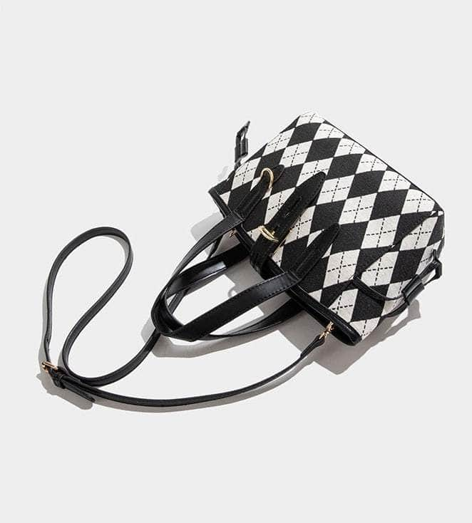 Rhombus Patterned Tote Shoulder Bag