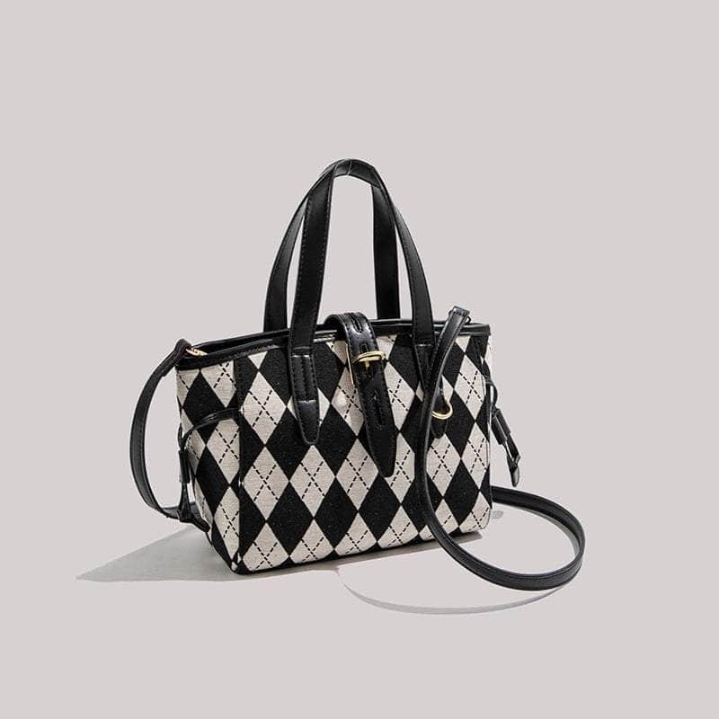 Rhombus Patterned Tote Shoulder Bag