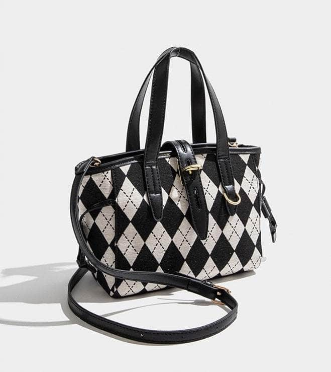 Rhombus Patterned Tote Shoulder Bag