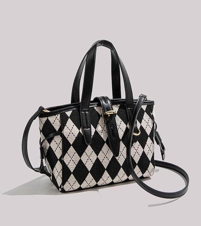 Rhombus Patterned Tote Shoulder Bag