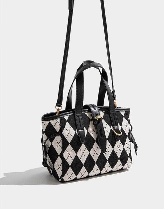 Rhombus Patterned Tote Shoulder Bag