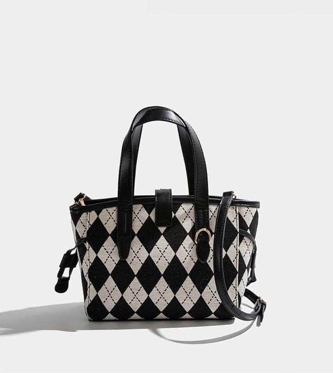 Rhombus Patterned Tote Shoulder Bag