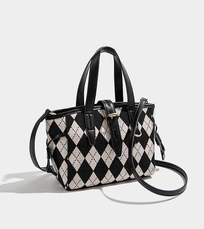 Rhombus Patterned Tote Shoulder Bag